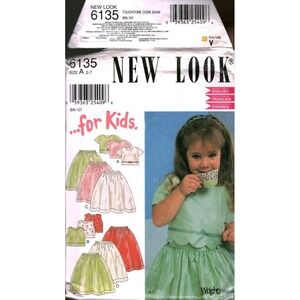 New Look 6135 Kids Sewing Pattern Girls Tops and Skirts Sizes 2-7 Uncut‎